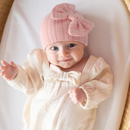 Image of BQUBO Newborn Baby Hats Bear Ears and Mittens Sets Preemie Caps Baby Boy Girl Infant Hospital Beanie for 0-3 Months