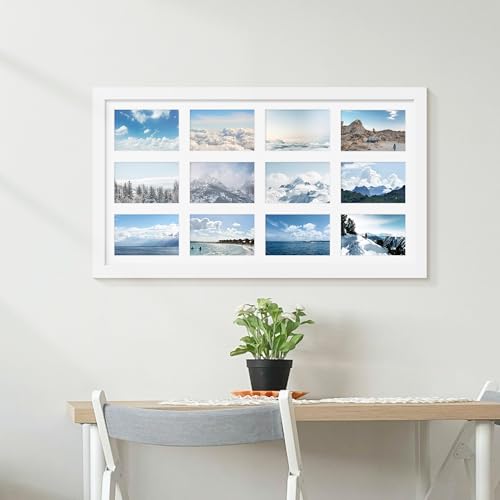 Image of DUENPY 14x26 Collage Picture Frame 4x6 Collage Picture Frame Displays Twelve 4x6 inch Photos Available Horizontal Wall Mounting Display and Vertical White