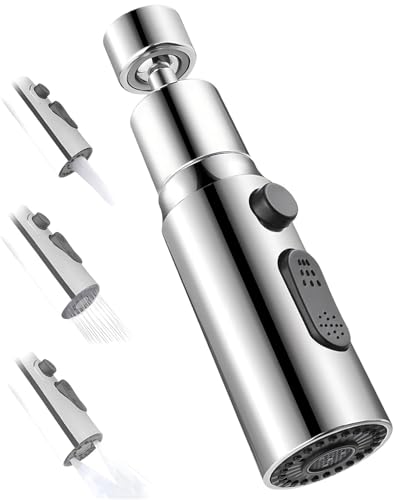 TPZORJX 1 Hahnaufsatz, um 360° drehbar, drehbarer 3-Modi-Hahnbelüfterfilter Hahnverlängerung mit Sprühfunktion, Wasserersparnis für Küche/Bad (silber)