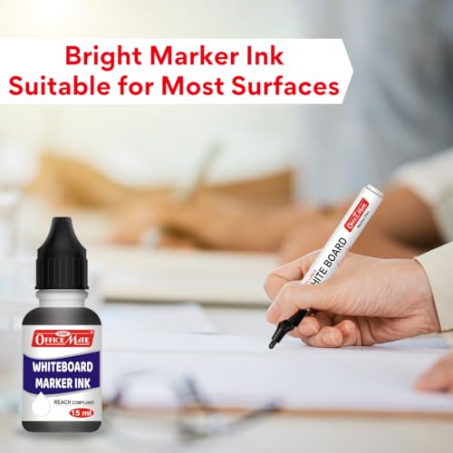Image of Soni Officemate Whiteboard Marker Ink - 15ml | Pack of 4 (Mix)| Black, Blue, Red & Green |Smooth, Easy Wipe, Long-Lasting Ink | Eco-Friendly & Bright