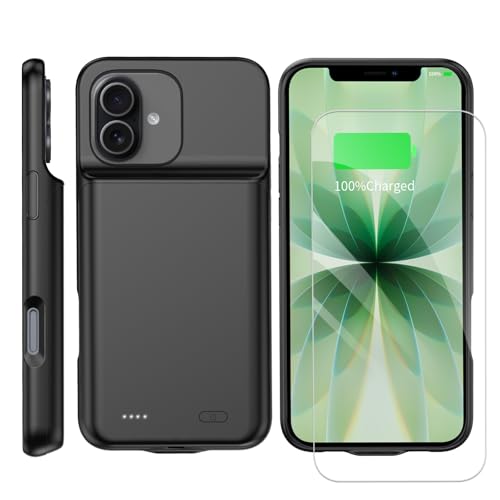 Funda de batería para iPhone 17/16Pro con cargador portátil negro de 10000 mAh
