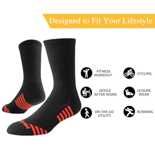 JOYNÉE 7 Pairs Men's Running Sports Week Socks Athletic Comfort Crew Socks,Sock Size:10-132