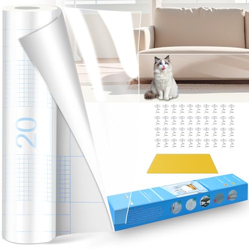 Dictien 40X500CM Protection Canape Chat Anti Griffe, Anti Griffe Chat Canapé, Anti Griffe Sticker Transparent Autocollant de Protection,pour Meubles,Porte,Mur,Comptoirs