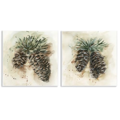 Stupell Industries Watercolor Drawing Pine Cones 2 pc Wall Plaque Art Set Design by Ethan Harper, 12 x 12