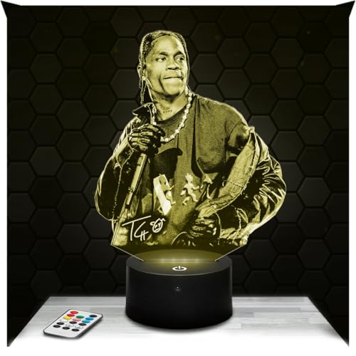 Lampephoto.fr - Lámpara 3D T. Scott Decoración Cantante Rapero Americano Idea Regalo Hombre Mujer Objeto Luz Nocturna Adulto Decoración Habitación, Idea Regalo Navidad Hombre Mujer Original