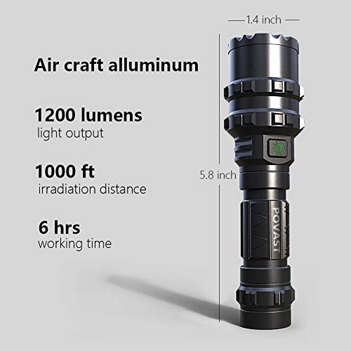 POVAST Tactical Flashlight with Mount Pressure Switch for Weaver Picatinny Rail, 5 Modes Emergency Torch Light, Rechargeable Battery Included - Thumbnail 7