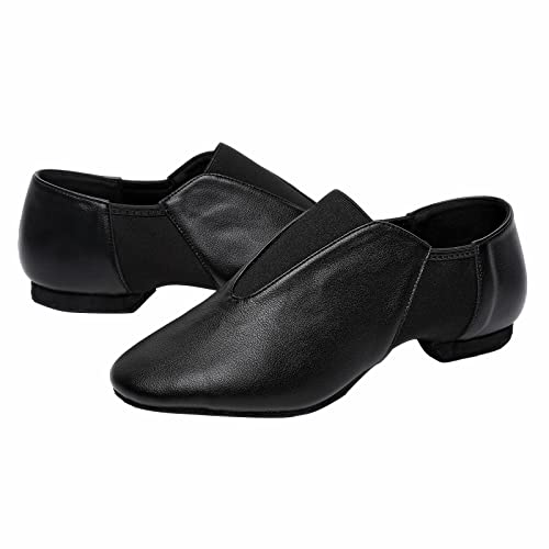 Bokimd Elastic Leather Jazz Shoes For Women And Men's Dance Shoes (9W / 8M) Black #TOP5