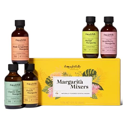 Thoughtfully Cocktails, Naturally Flavored Margarita Mixers in Glass Bottles, Vegan and Vegetarian, Pre-Measured, Single-Serve Mixers for the Right Pour Every Time, Pack of 5 (Contains NO Alcohol)