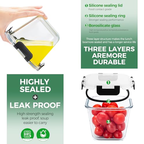 Hoenjuno 32oz Glass Soup Containers