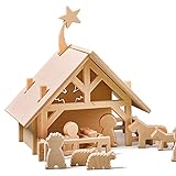 PERFEKTE WEIHNACHTSDEKO - Die Weihnachtskrippe aus Holz von Lovelties ist die ideale Ergänzung für jede moderne Weihnachtsdekoration und setzt einen optischen Akzent, egal ob auf der Fensterbank, auf einer Kommode oder als Tischkrippe.
