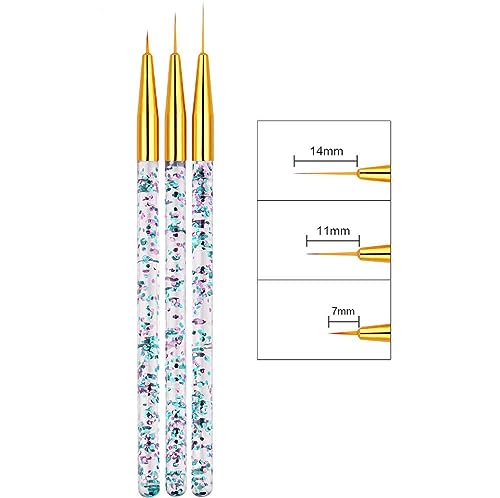 NAILWIND 3 PCS Nail Art Liner Brushes, UV Gel Painting Acrylic Nail Design Nylon Brush, Nail Painting Drawing Pens (7/9/11mm) - Image 4