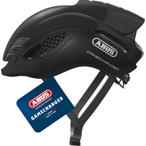 ABUS Rennradhelm GameChanger - Aerodynamischer Fahrradhelm mit optimalen Ventilationseigenschaften für Damen und Herren - Schwarz Glänzend, Größe M