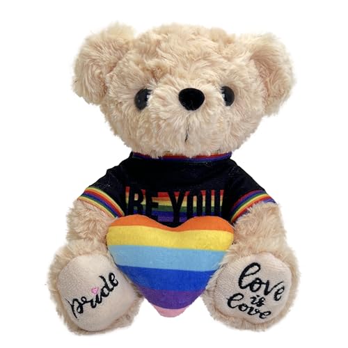 Teddy Bear for Girlfriend Boyfriend Loved Ones, 8 Inch Soft Love Rainbow Bear Plush Toy with Heart, Perfect for Birthday, Valentine's Day, Anniversary, or LGBTQ+ Pride Month Decorations