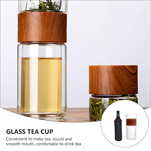 Yardwe Infusor de Chá de Vidro Copo de Chá Copo de Vidro de Alta Temperatura Garrafa de Chá Infusor