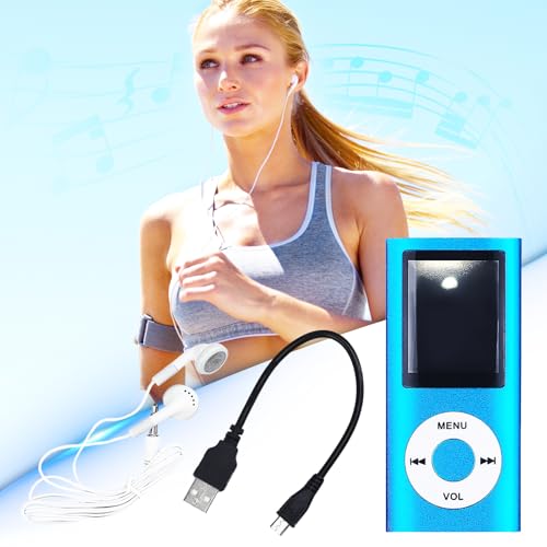 MP3 Player,Portable Multifunctional MP3 Digital Music Player,1.8 Inch LCD Music-Player with Earphone,Build-in Photo/Video Play/FM Radio/Voice Recorder/E-Book Reader(Memory Card Not Included)-Blue