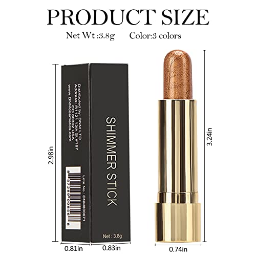 Jutqut Highlighter Makeup Stick, Glow Stick Shimmer Cream Makeup Contour Stick, Moisturizing Waterproof Long-Lasting Face Glitter Highlighter Makeup Stick #02 Beige #TOP6