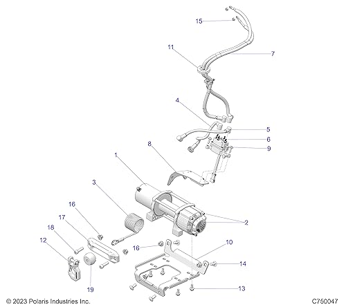 Polaris 2636470 Winch 4.5 45 Deg RZR General 1000 4 XP S miniatura 3