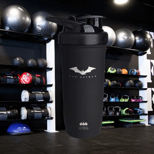 Image of Smartshake DC COMICS Reforce Stainless Steel Protein Shaker Bottle 900 ml | 30 oz - Leakproof Screw-on Lid - BPA Free - Unisex - Non Insulated - Batman