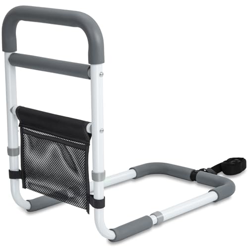 YrHeiper Bed Rails for Elderly Adults - 350LBS Heavy Duty Bed Assist Rail with Non-Slip Bedside Handle, Fall Prevention Safety Cane with Storage Pocket for Seniors, Fits King/Queen/Full/Twin Beds