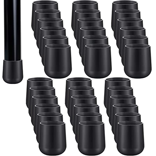 Jetec 36 Pieces 7/8 Inch Folding Chair Leg Caps Heavy-Duty Plastic Chair End Caps Non-marring Furniture Glides Round Hardwood Floor Protectors (Black)