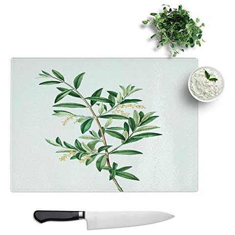 Green Olive Tree Glass Chopping Board Cover