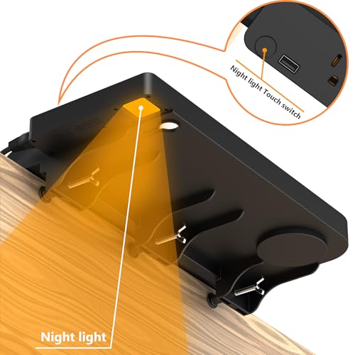 image for Hiree Bedside Shelf for Dorm Bunk Bed with USB Charging Port and AC Ou