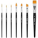Nicpro Face Paint Brush Set, 7PCS Professional Face & Body Painting Brushes with Black Handles, Synthetic Nylon Hair, Makeup Paintbrush Kit for Halloween Cosplay, Acrylic Watercolor Gouache