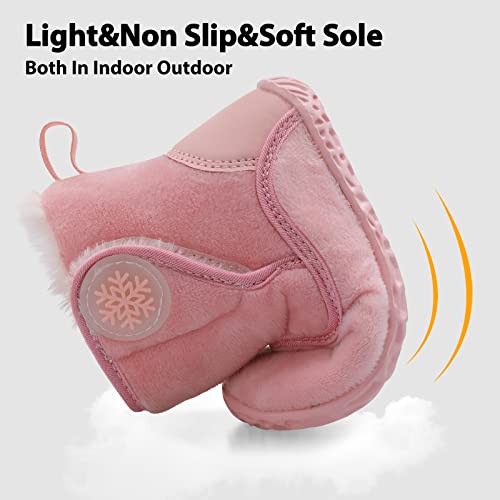 Centipede Demon Toddler Winter Boots for Girls Warm Suede Plush Lining Unisex Kids Baby Outdoor Lightweight Snow Boots Ankle Booties Shoes Slippers with Two Hook and Loop 5.5-6 Toddler4