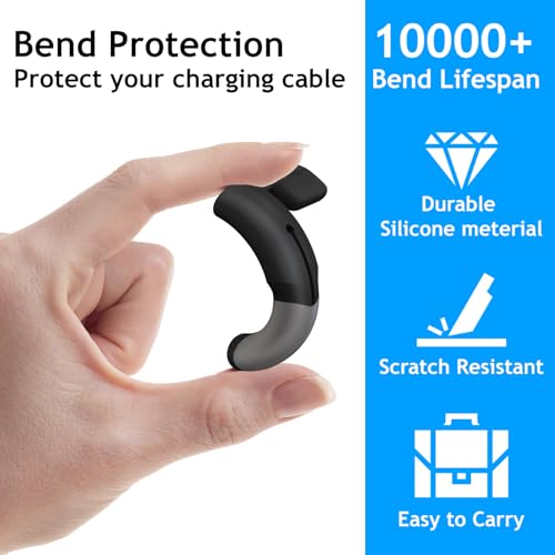 Image of Sounce Cable End Protector Compatible Only with iPhone Lightning Charger Cable Dustproof Waterproof Reinforced Protective Cover Cap for Charging Cord(Black)
