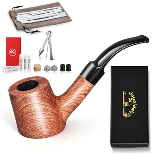 Joyoldelf Rosewood Tobacco Pipe Set, Classic Pipe with Flat Bottom Design, Handmade Pipe with Gift Box for Beginner