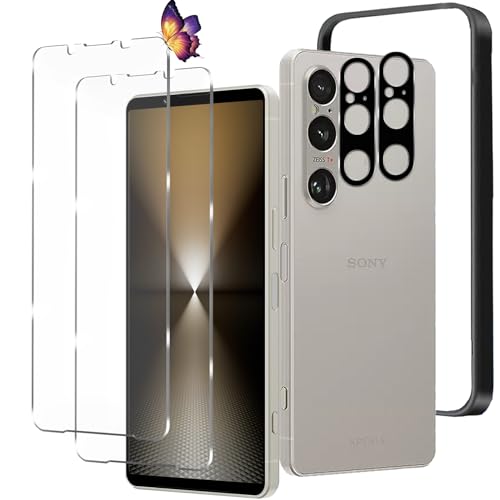 【2+2枚セット】XPERIA 1 VI 用のガラスフィルム(2枚)+カメラフィルム(2枚)エクスペリア 1 VI 用の フイルム 強化液晶保護フィルム ワンタッチ貼付け/気泡ゼロ/ケースと干渉せず/硬度9H/飛散防止/指紋防止