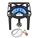 Vivicreate Propane Gas Stove, 185000 BTU High Pressure Outdoor Camping Stove with Regulator, Cast Iron Burner, CSA listed regulator and gas hose,Black (Higher)