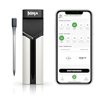 Ninja Meat Thermometer ProChef Wireless Probe for Indoor & Outdoor Air Fryer, Grill, Cooking, Smoker, Oven, Roaster, Long Range Bluetooth App Connection, Flareup Resistant, Waterproof, US Only, WP100