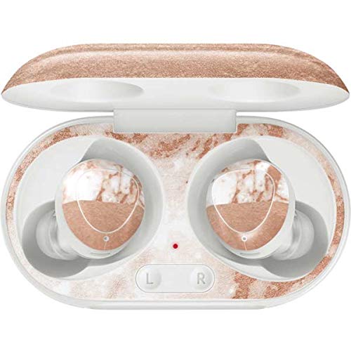 Skinit Decal Audio Skin Compatible with Samsung Galaxy Buds+ - Officially Licensed Originally Designed White Rose Gold Marble Design
