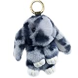 Unpafcxddyig Bunny Keychain Large Cute Rabbit Artificial fur Key chain Car Handbag Keyring Leopard,dark grey