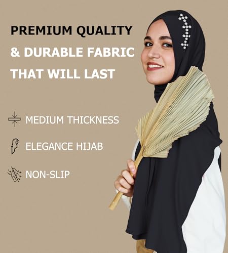 Instant Jersey Hijab Scarf for Women with Rhinestones, Pre-sewn Non-See Through Hijabs Muslim Head Scarfs4