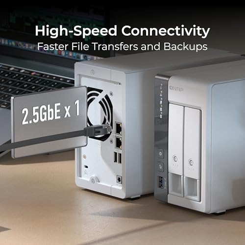 Image of QNAP TS-216G-24ST-US 2-Bay 2.5GbE Desktop NAS, Equipped with ARM Cortex-A55 Quad-Core CPU, with 4TB Storage Capacity, Preconfigured RAID1 Seagate Iron Wolf HDD Bundle