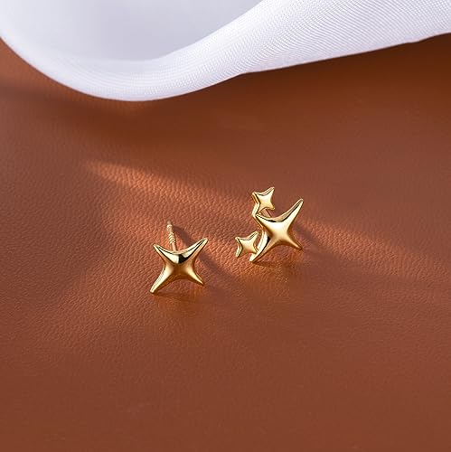 SLUYNZ 925 Sterling Silver Star Earrings Studs for Women Teens Dainty Post Studs Earrings Asymmetric Earrings4