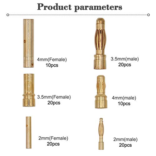 Ruikarhop 100Pcs 2Mm 3.5Mm 4Mm Female Male Gold Banana Bullet Connector Plug For Rc Battery Esc Motor Wire Plug #TOP3
