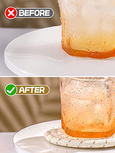 8 Pcs Boho Drink Coasters, 4 Styles Handmade Woven Absorbent Coasters For Kinds Of Cups, Heat-Resistant Cotton Coasters For Wooden Coffee Table Kitchen Home Decor (4.3In) #TOP2