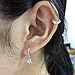 Fashion Dangling Charm Sun Hoop Earrings 925 Sterling Silver for Women Elegant Rhinestone CZ Crystal Dangle Drop Huggie Hoops Cartilage Earring Punk Hypoallergenic Jewelry BFF (White Gold)