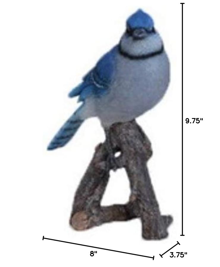 Estatua de pájaro azul en rama miniatura 6