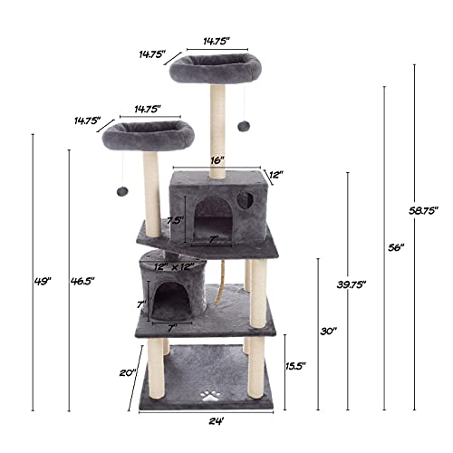 Árbol rascador para gatos de 5 niveles PETMAKER gris miniatura 2