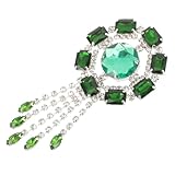 HORIALENCE 宝の輝きを放長方形ガラス水晶ブローチ タッセル付きラペルピン ファッションアクセサリー 婚礼やフォーマルウェアに