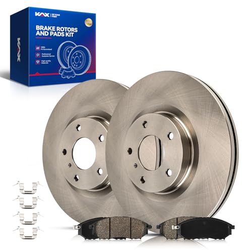Image of KAX Front Brake Kit Fits Murano, G35, G37, 350Z, M35, EX35, QX70, Q40, G25 | for Nissan, INFINITI, M37, Q70, Q70L, M45, 370Z, QX50, EX37, M56, M35h, OE Brake Rotors and Ceramic Brake Pads