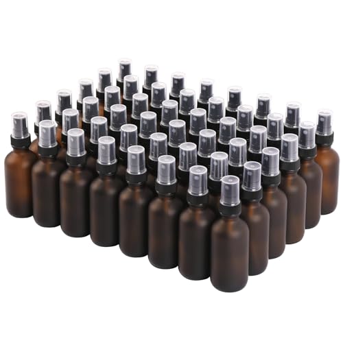 Image of NOOEEISS Amber Frosted Glass Small Spray Bottles 2 oz 48Packs,Fine Mist Sprayer Pretty Finish, Refillable Containers mini spray bottles for Cleaning Solutions and Skin Care