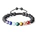 Produktbild COAI® Geschenkideen Glücksarmband aus 7 Chakra und Vulkanstein mit Verstellbarem Nylonband Yoga-Armband für Damen und Herren
