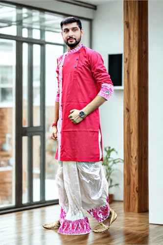 Image of Pure Cotton Full Sleeves Kurta with dupion silk Dhoti pant set (701)
