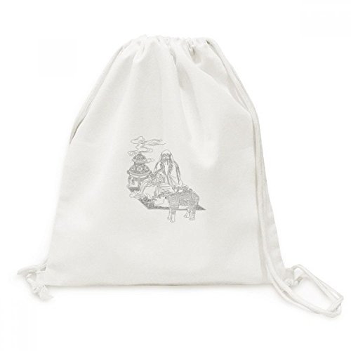 Sac de voyage compact avec cordons de serrage solide imprimé Lao Tseu pour le quotidien