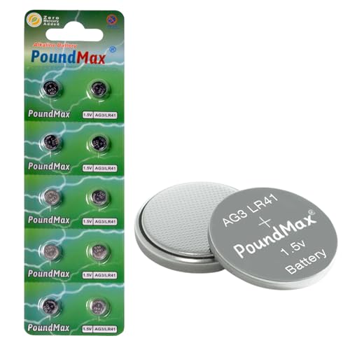 PoundMax AG3 LR41 Batteries 1.5v Alkaline Button Cell Battery -...